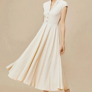 Babeyond Capsleeve shirtwaist v-neck dress in white, size small